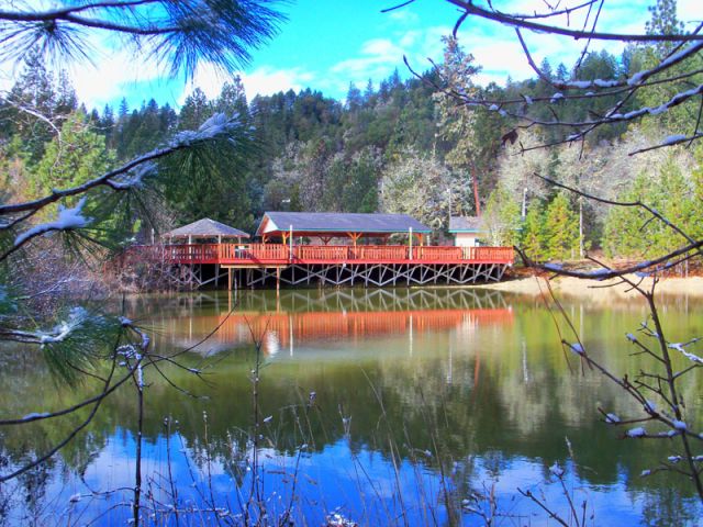 Cascade Ranch Lake Deck Winter